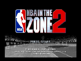 NBA In The Zone 2 title screen for Nintendo 64